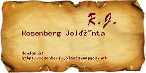 Rosenberg Jolánta névjegykártya